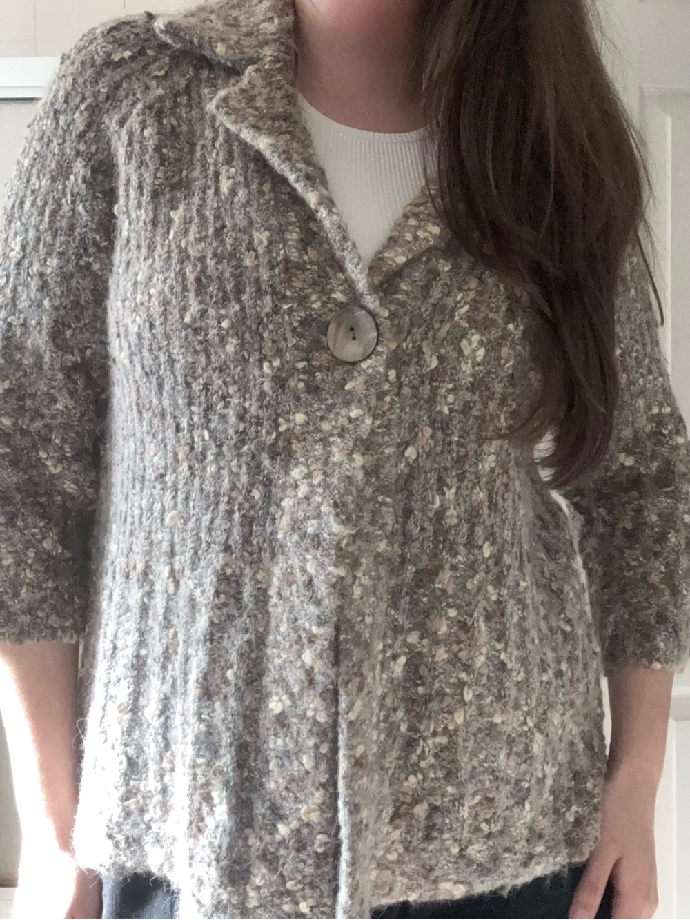 Susan Bristol Alpaca Mohair Lightweight Knit Cardigan Open Blazer Jacket Size XL